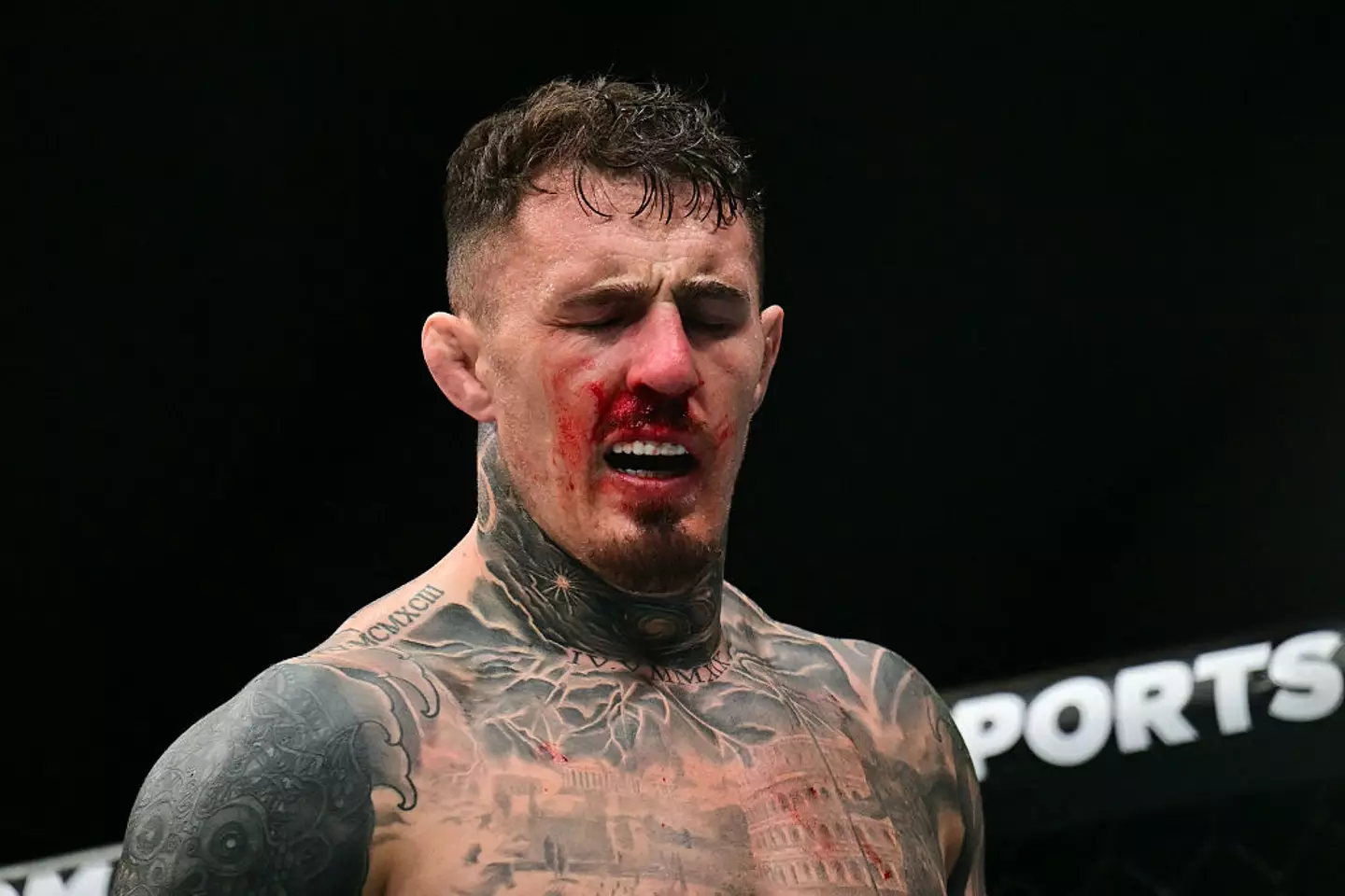 Tom Aspinall's title fight was called after a no-contest after the eye poke. (Image: GIUSEPPE CACACE/AFP via Getty Images)