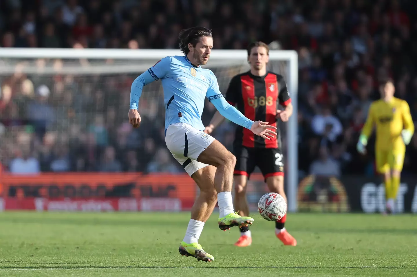 Jack Grealish in action as Manchester City beat Bournemouth in the FA Cup. Image: Getty