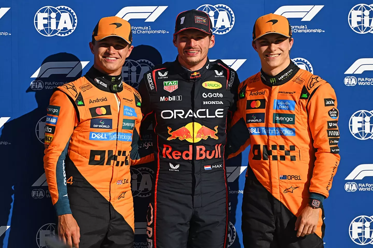 Lando Norris, Max Verstappen and Oscar Piastri (Credit:Getty)