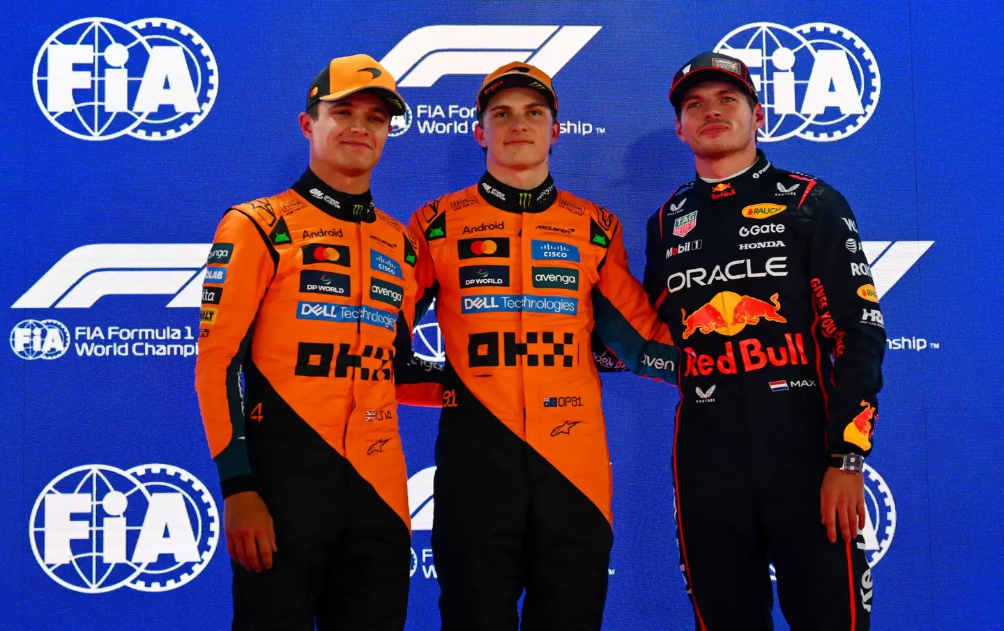 F1 title protagonists Lando Norris, Oscar Piastri and Max Verstappen. (Image: Getty)