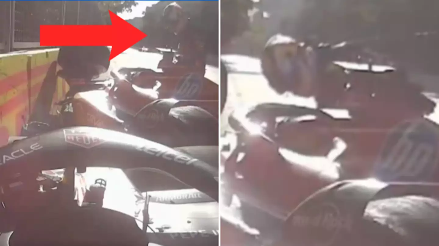 Onboard footage shows what Sergio Perez did to Carlos Sainz immediately after their crash at Azerbaijan Grand Prix
