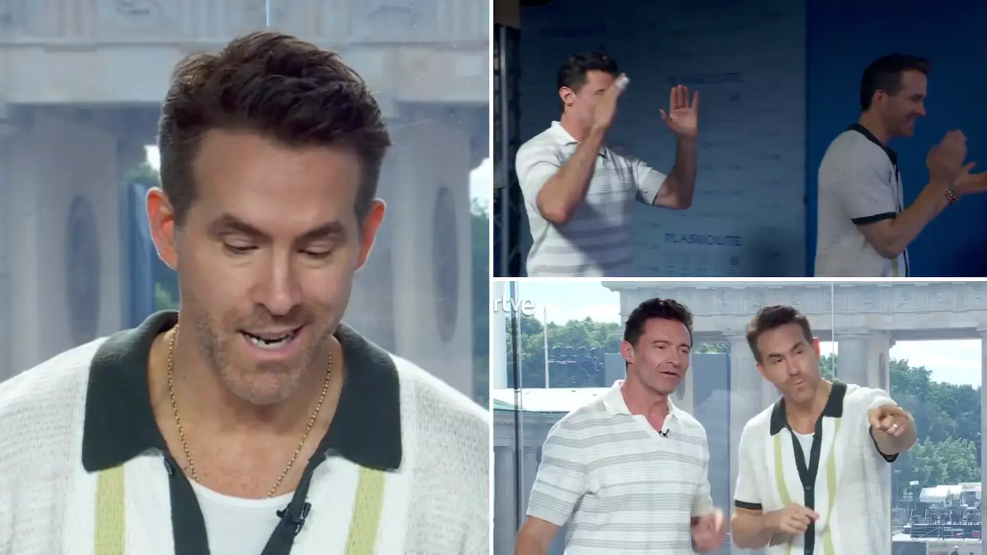 Wrexham owner Ryan Reynolds and Hugh Jackman gate-crash live Spanish TV at Euro 2024 and it was chaos