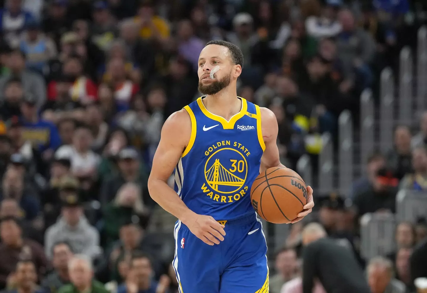 Steph Curry in action for the Golden State Warriors. Image: Getty