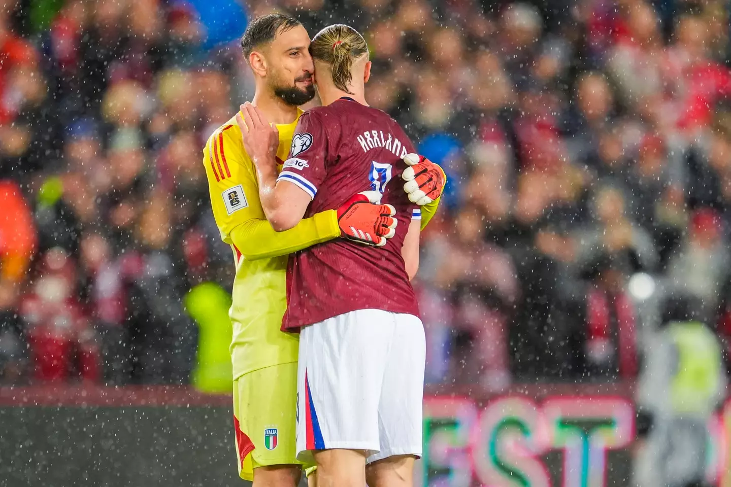 Donnarumma and Haaland will be opponents next month. Image: Getty