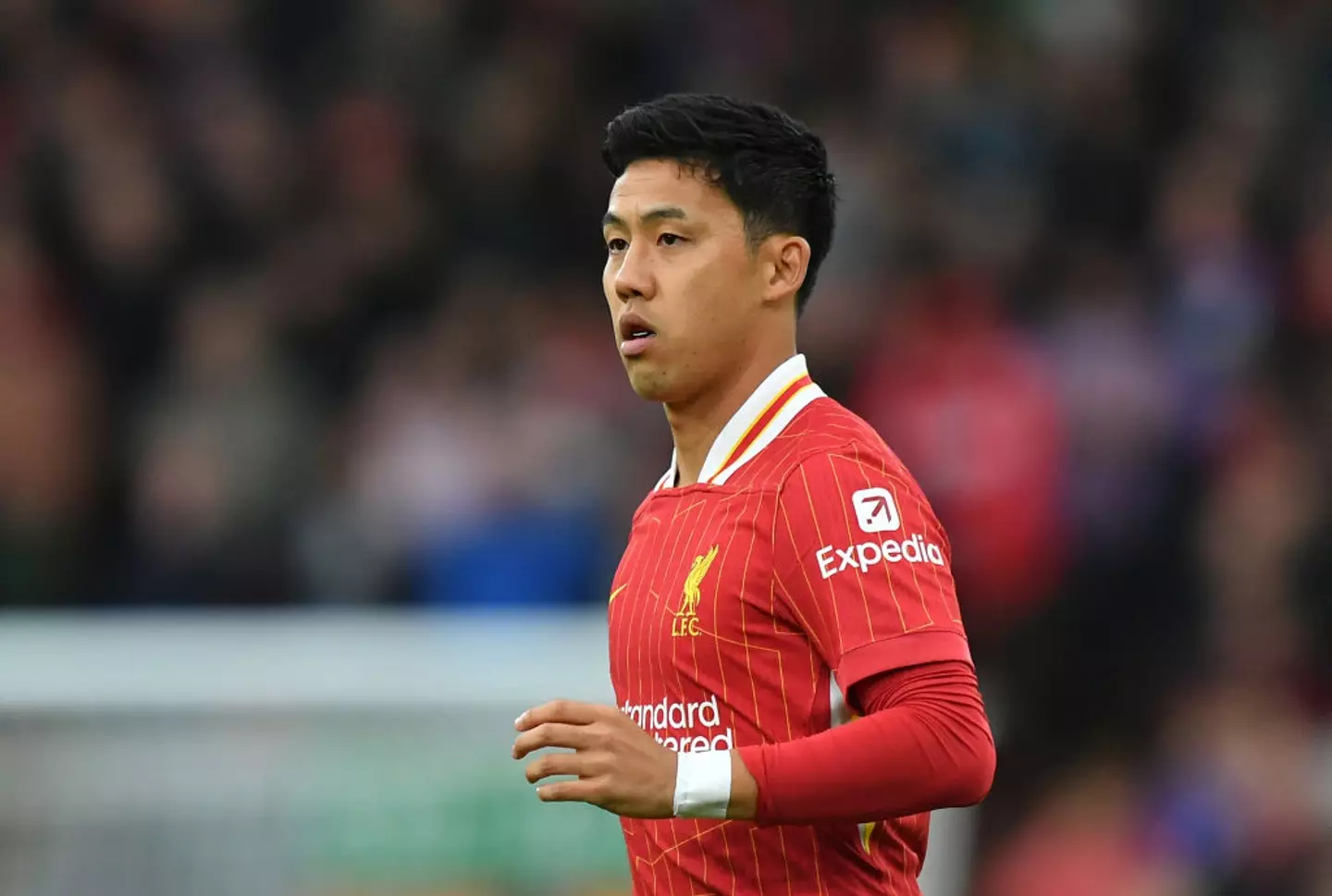 Wataru Endo has only featured once for Liverpool this season. (Image: Getty)