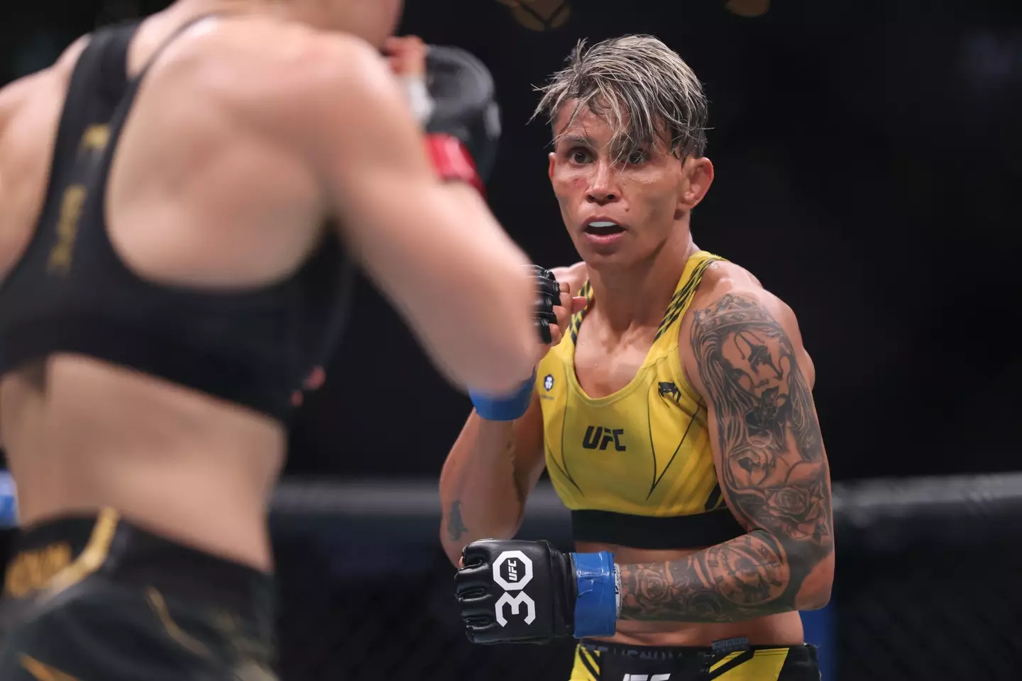 Amanda Lemos during her UFC title bout. Image: Getty