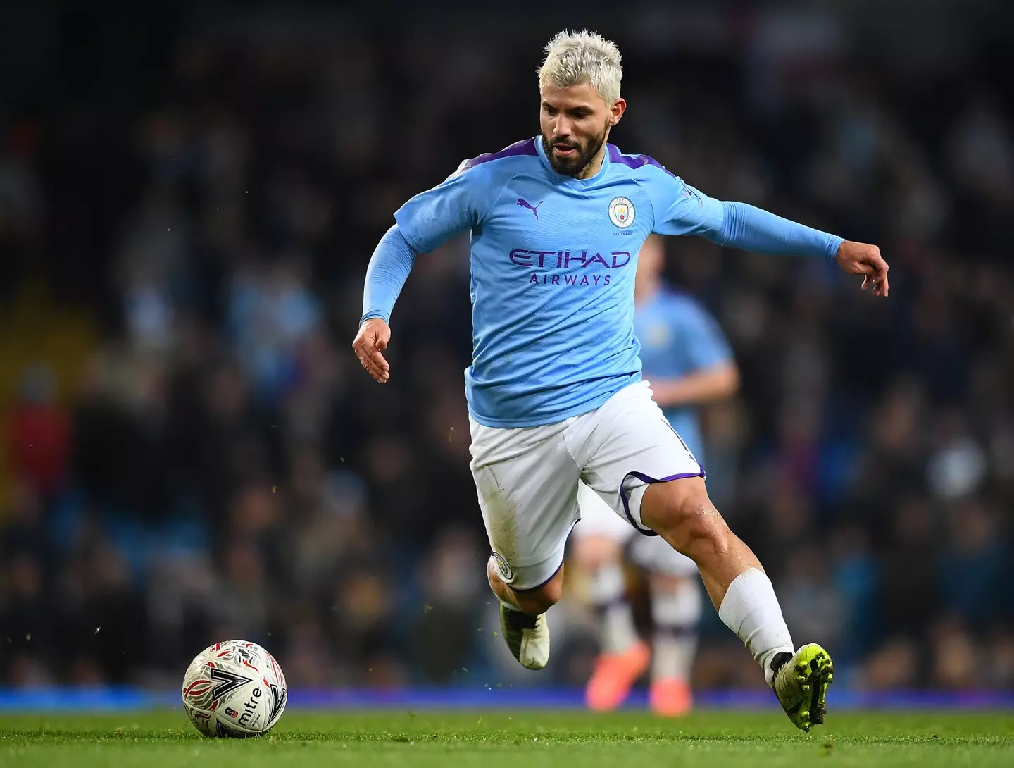 Sergio Aguero in action for Manchester City. Image: Getty