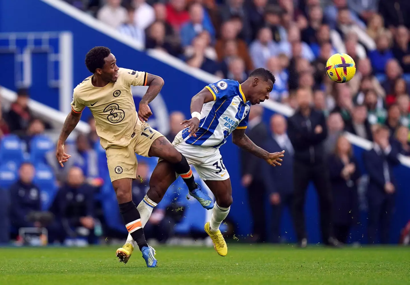 Raheem Sterling in action for Chelsea against Brighton. (Alamy)