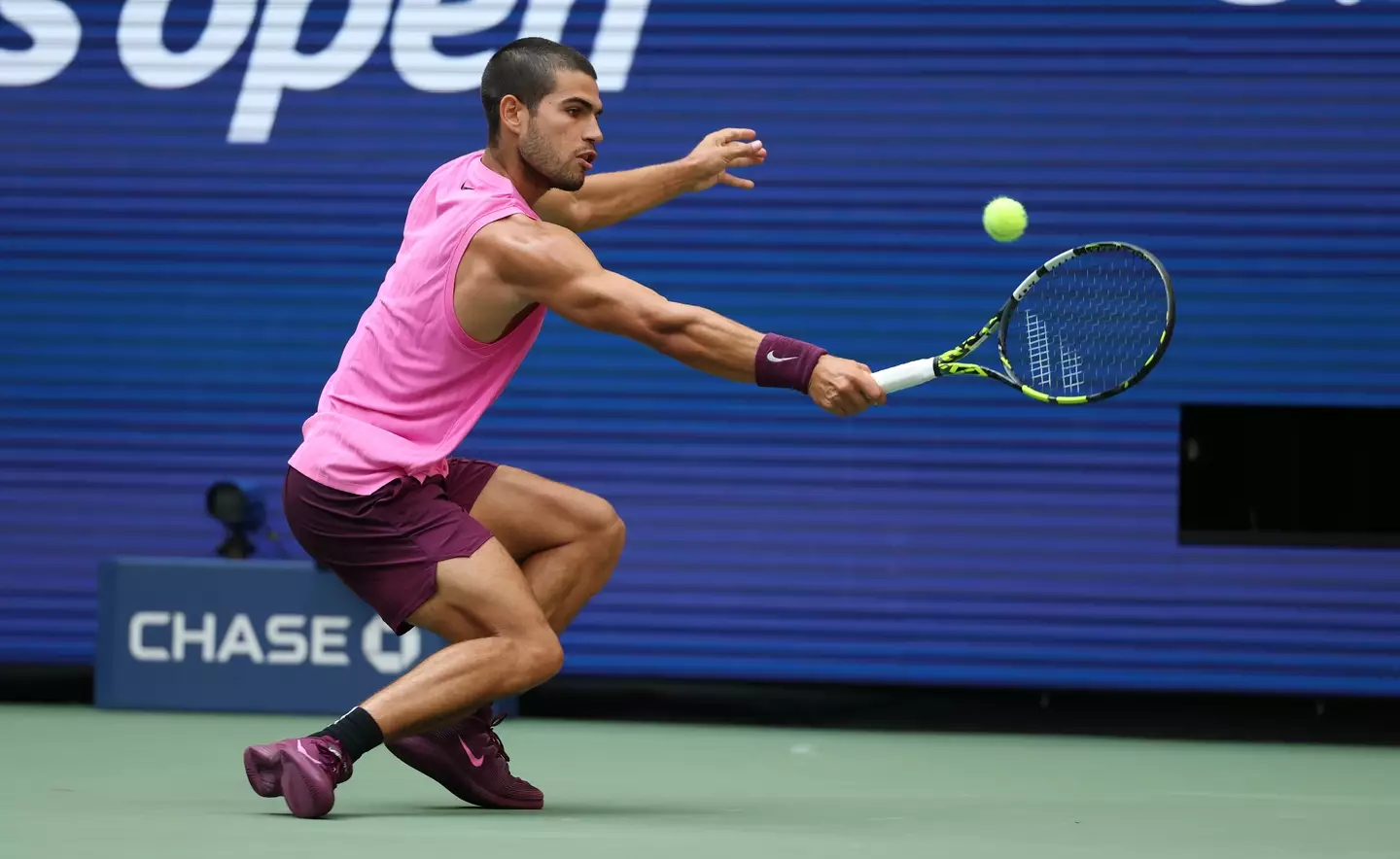 Carlos Alcaraz in action at the US Open final. Image: Getty