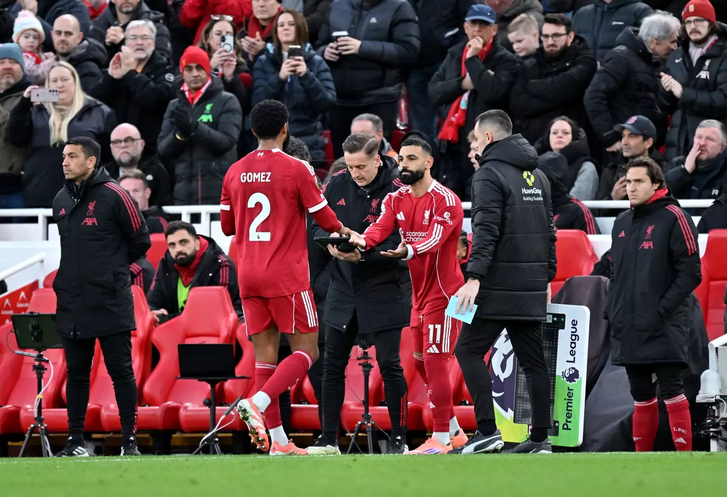 Mo Salah came on for Joe Gomez in Liverpool's win over Brighton. (Image: Getty)