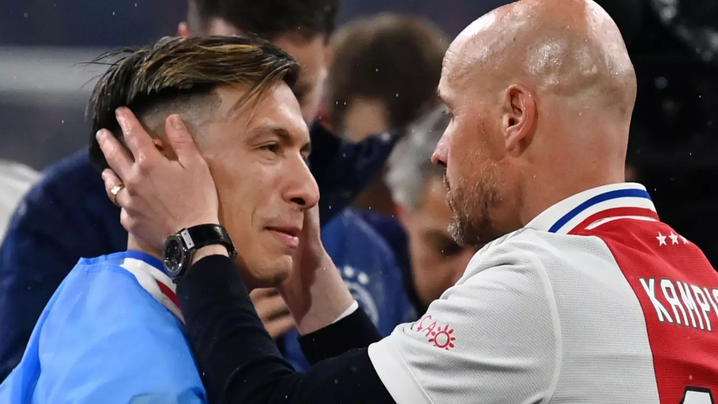 Erik ten Hag and Lisandro Martinez at Ajax. (Alamy)