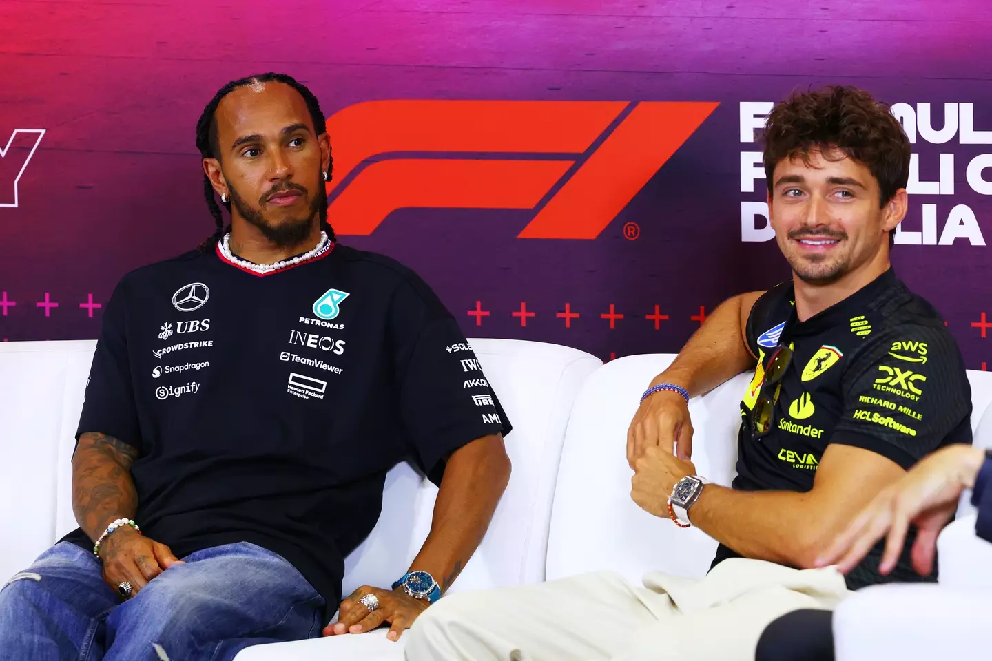 Lewis Hamilton and Charles Leclerc ahead of the 2024 Italian Grand Prix- Getty
