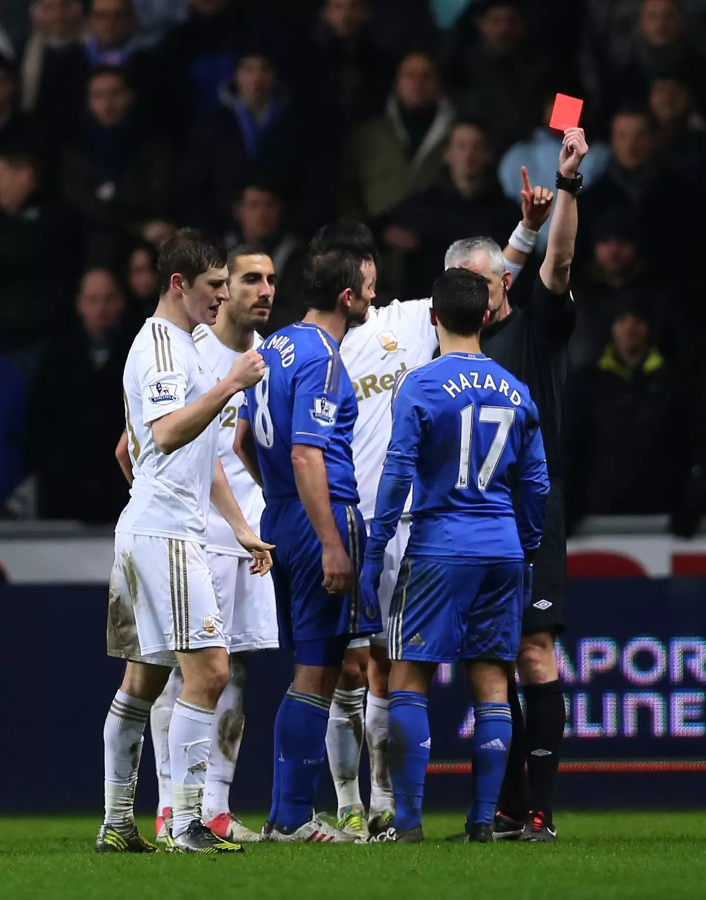 In 2013 Hazard was sent off for kicking a ball boy (Getty)