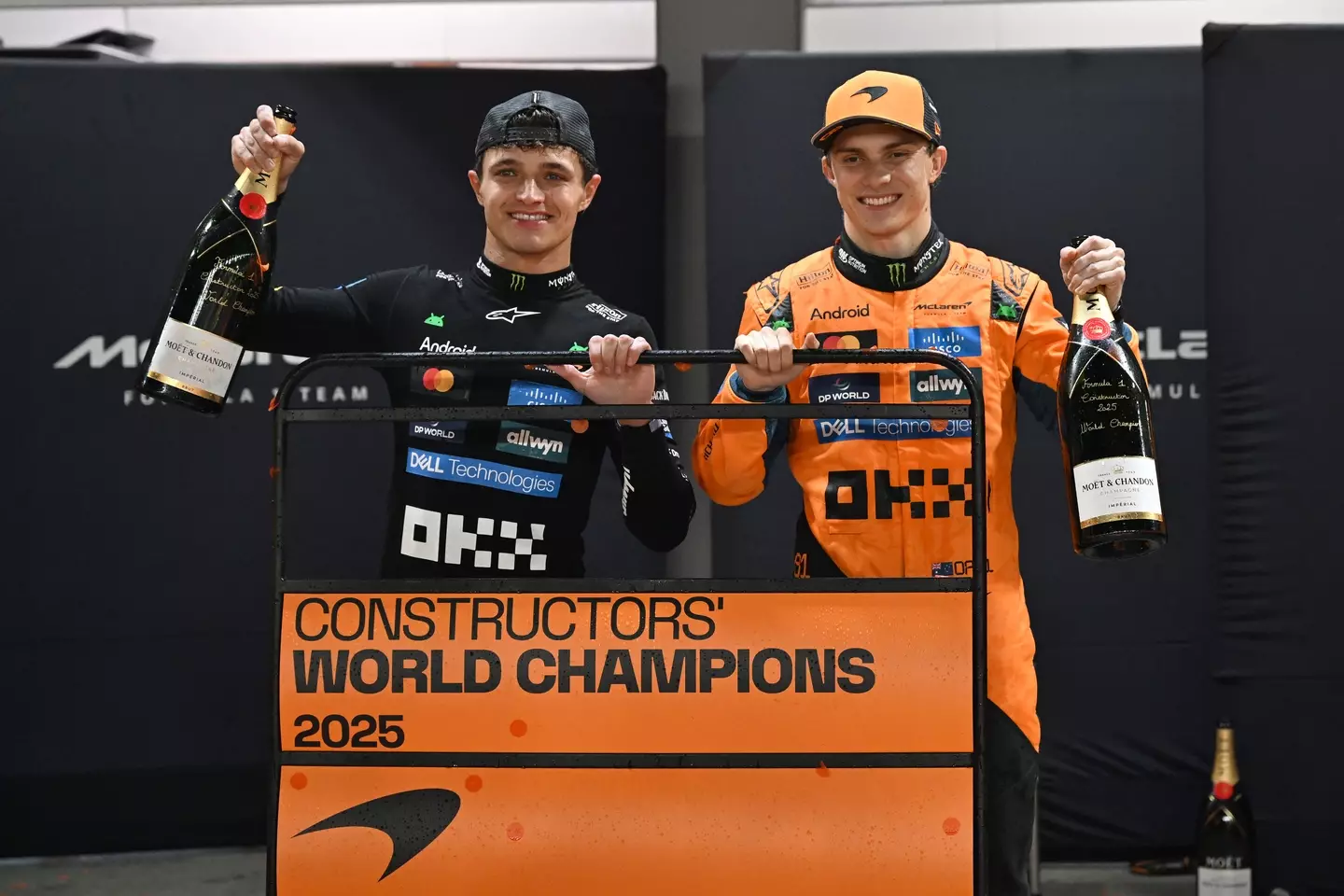 McLaren stars Lando Norris and Oscar Piastri are hoping to win their first F1 world title. Image: Getty