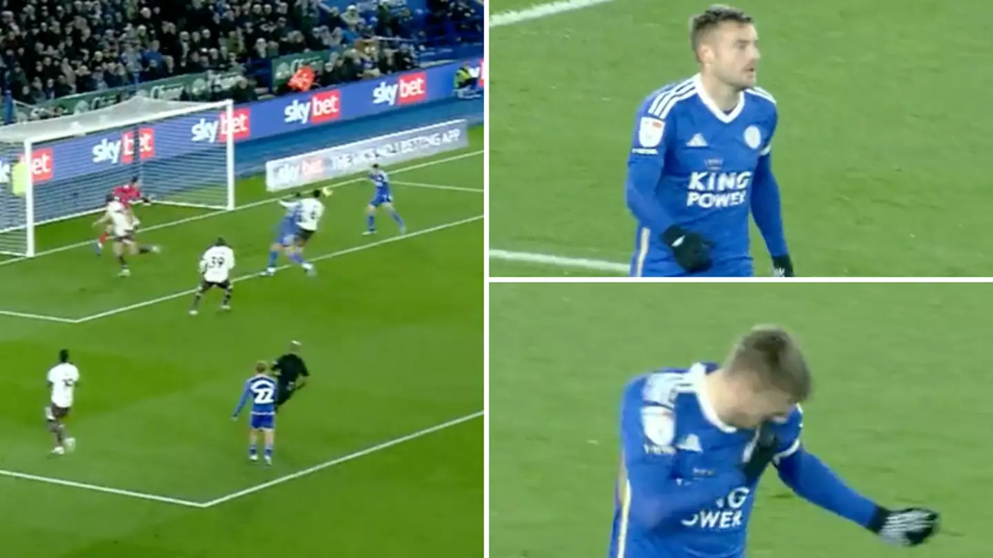Leicester City's Jamie Vardy spotted punching HIMSELF in the face after missing open goal in Watford win