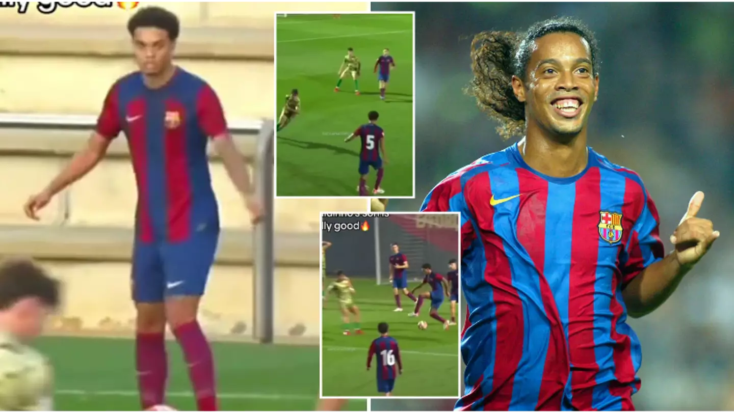 Fans are shocked after compilation of Ronaldinho's son playing for Barcelona goes viral