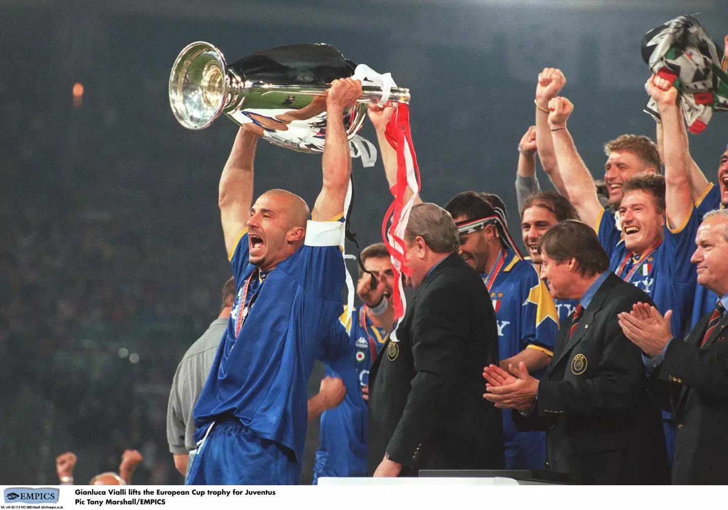 Vialli lifts the Champions League trophy. Image: Alamy