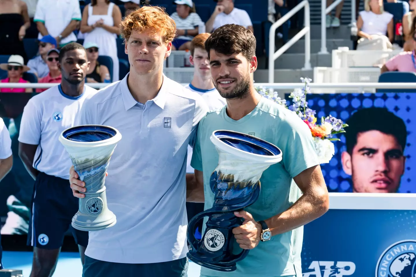 Jannik Sinner (L) and Carlos Alcarez (R) meet in the US Open Men's Singles Final / Photo by Frey/TPN