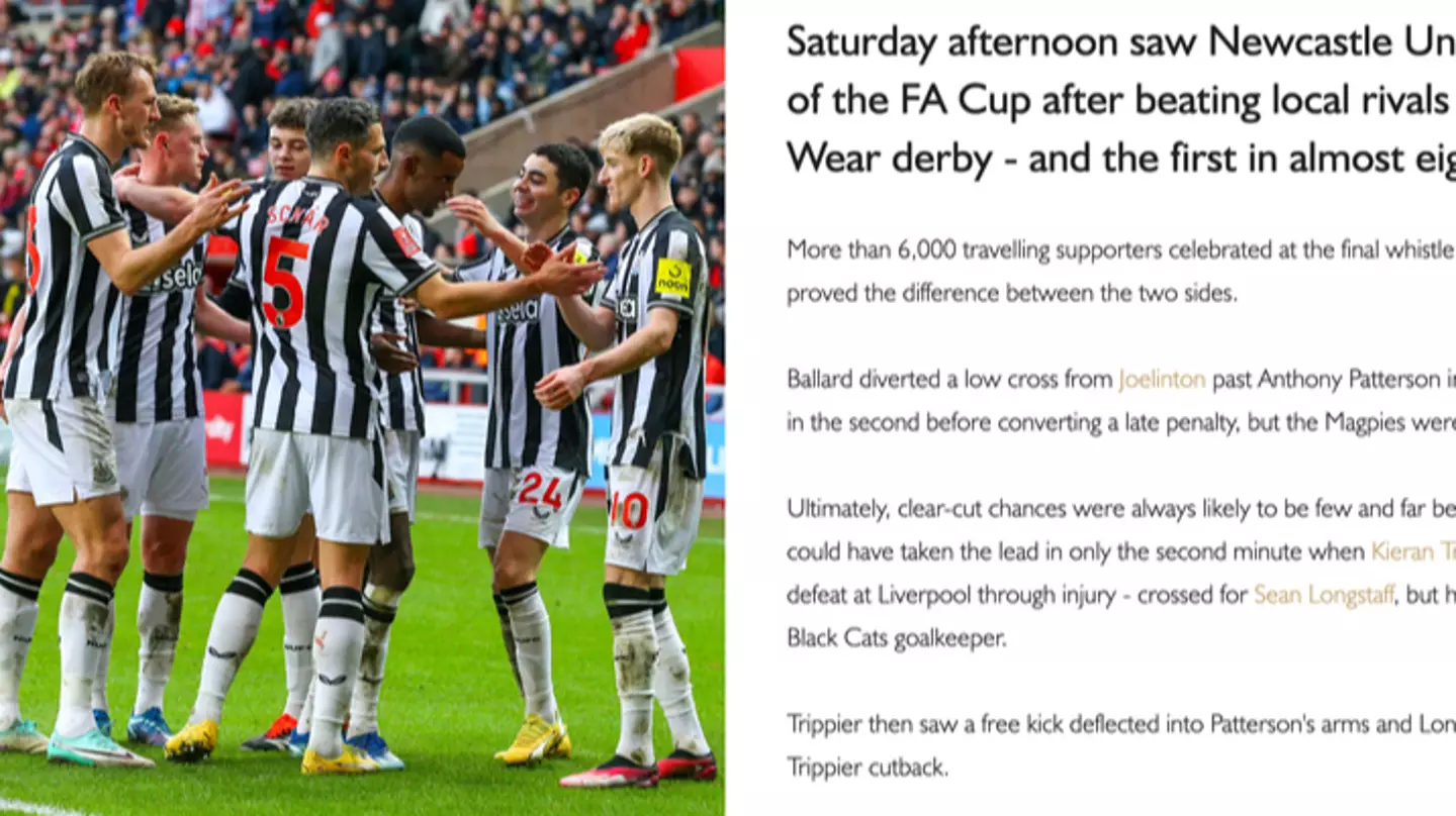 Fans spot ‘wild’ hidden message in Newcastle’s official match report for Sunderland game