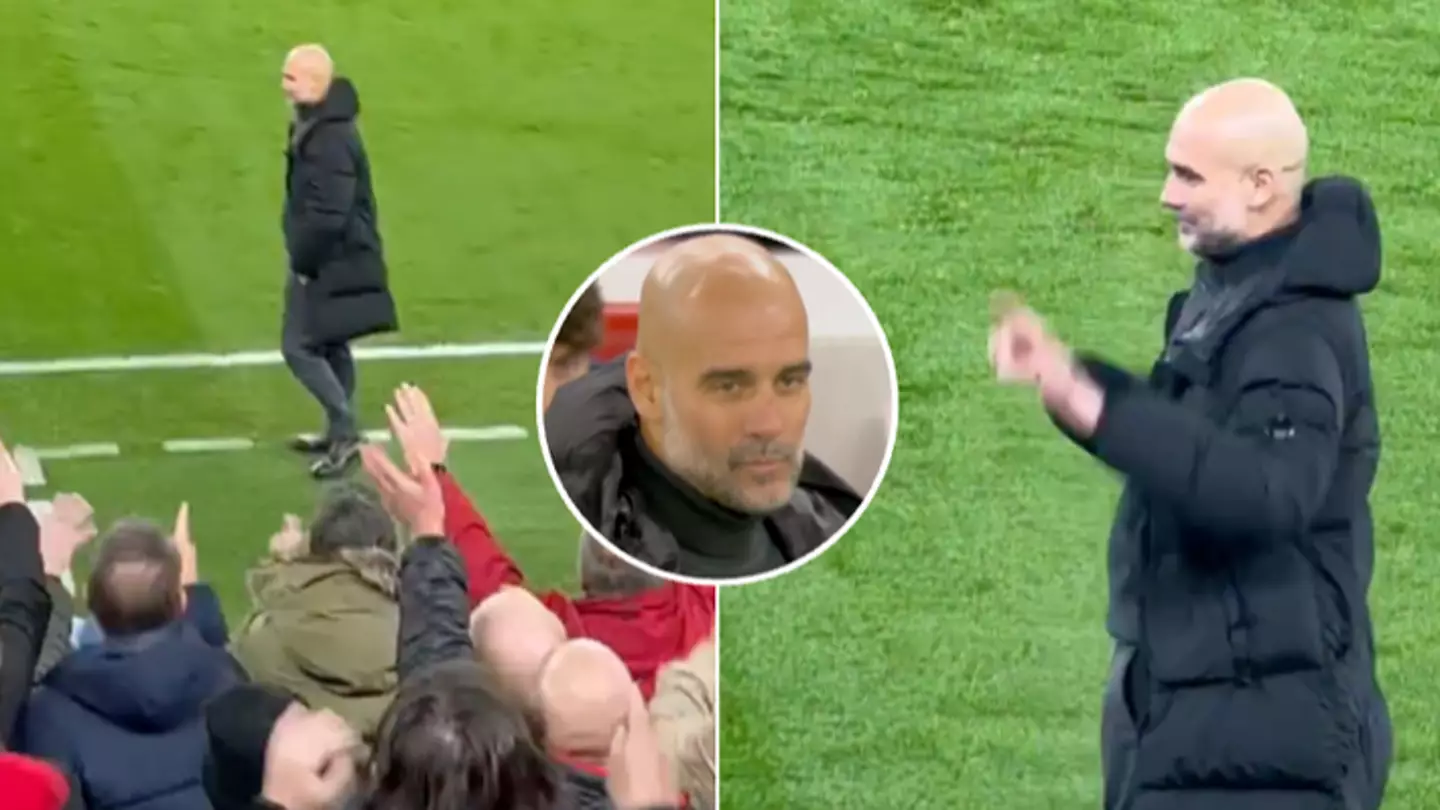 Pep Guardiola makes gesture to Liverpool crowd as Man City boss 'loses head' following brutal chant