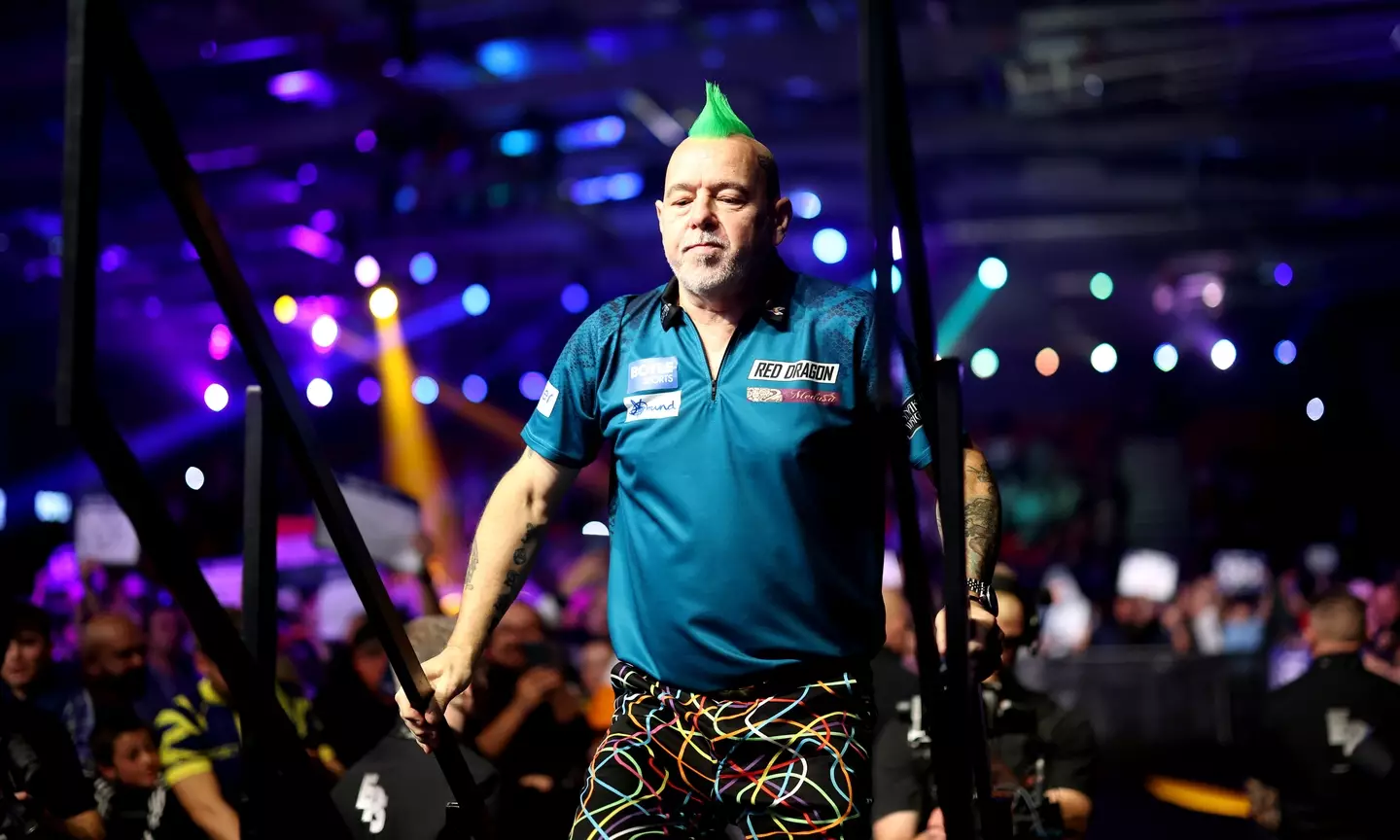 Peter Wright walks to the stage during October's World Grand Prix in Leicester. Image credit: Getty