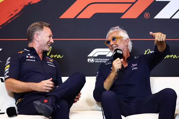 Christian Horner and Flavio Briatore pictured (Image: Getty)