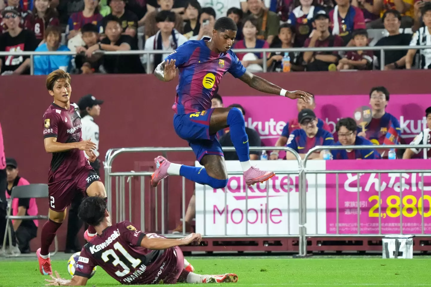 Marcus Rashford made his Barcelona debut against Vissel Kobe. (Image: Koji Watanabe / Contributor via Getty)