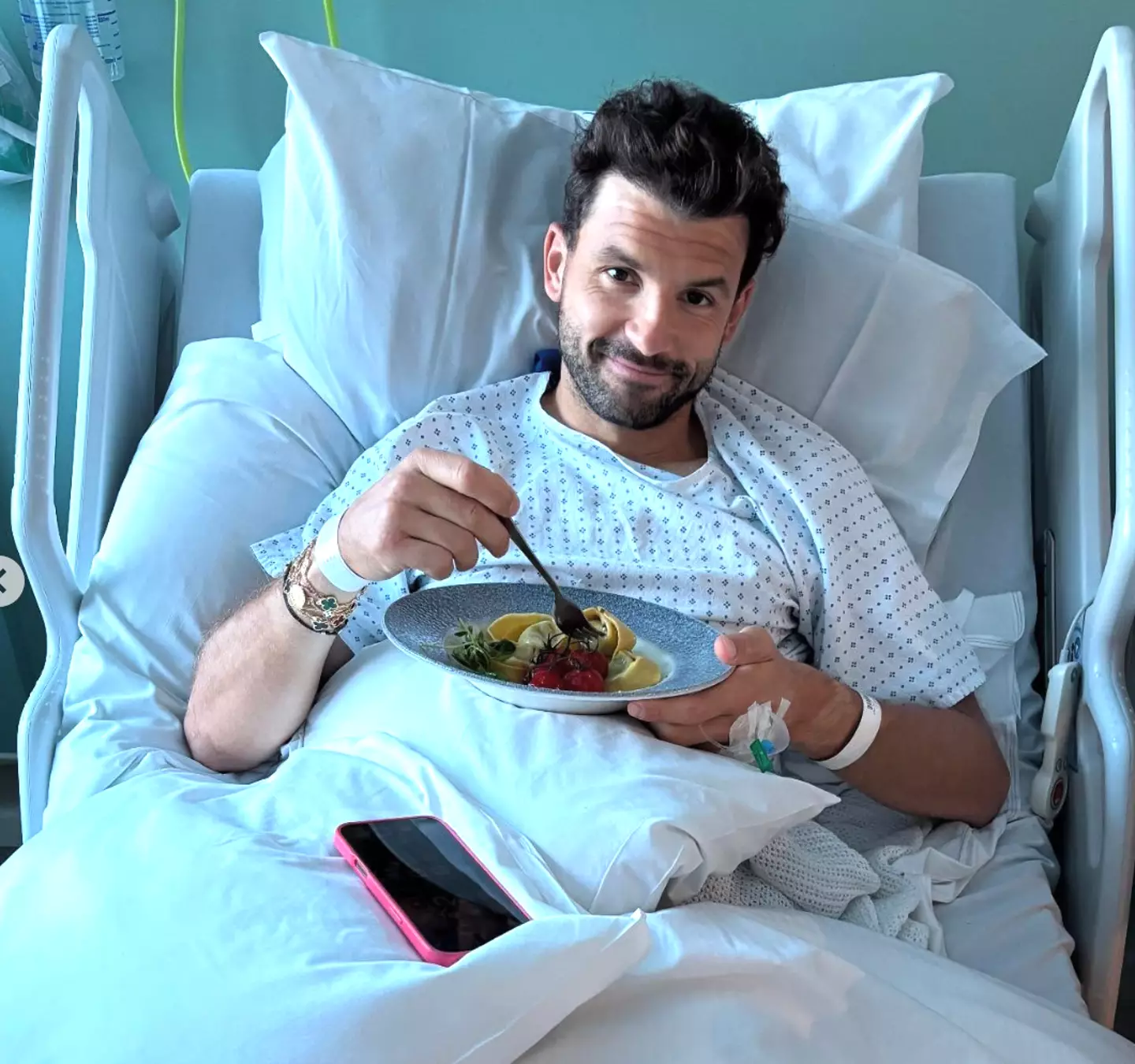 Dimitrov posted a picture in his hospital bed. Image credit: Instagram/grigordimitrov