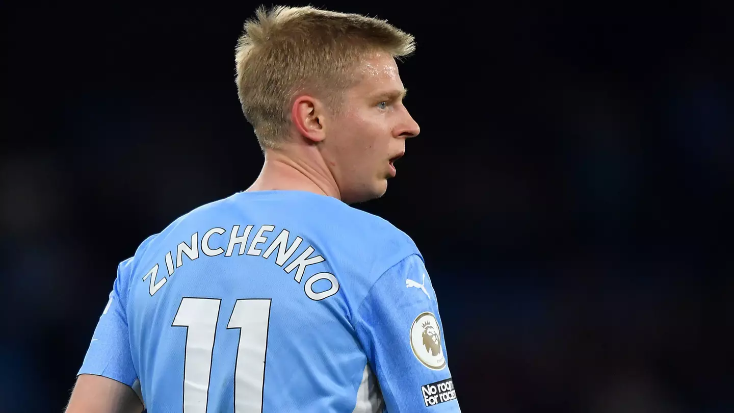 Oleksandr Zinchenko in Premier League action for Manchester City