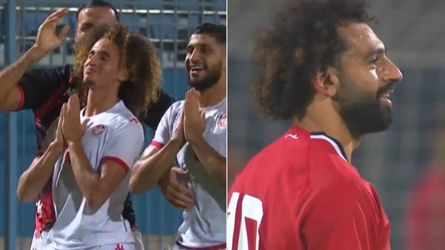 Man United youngster Hannibal Mejbri appears to mock Mohamed Salah during Tunisia vs Egypt