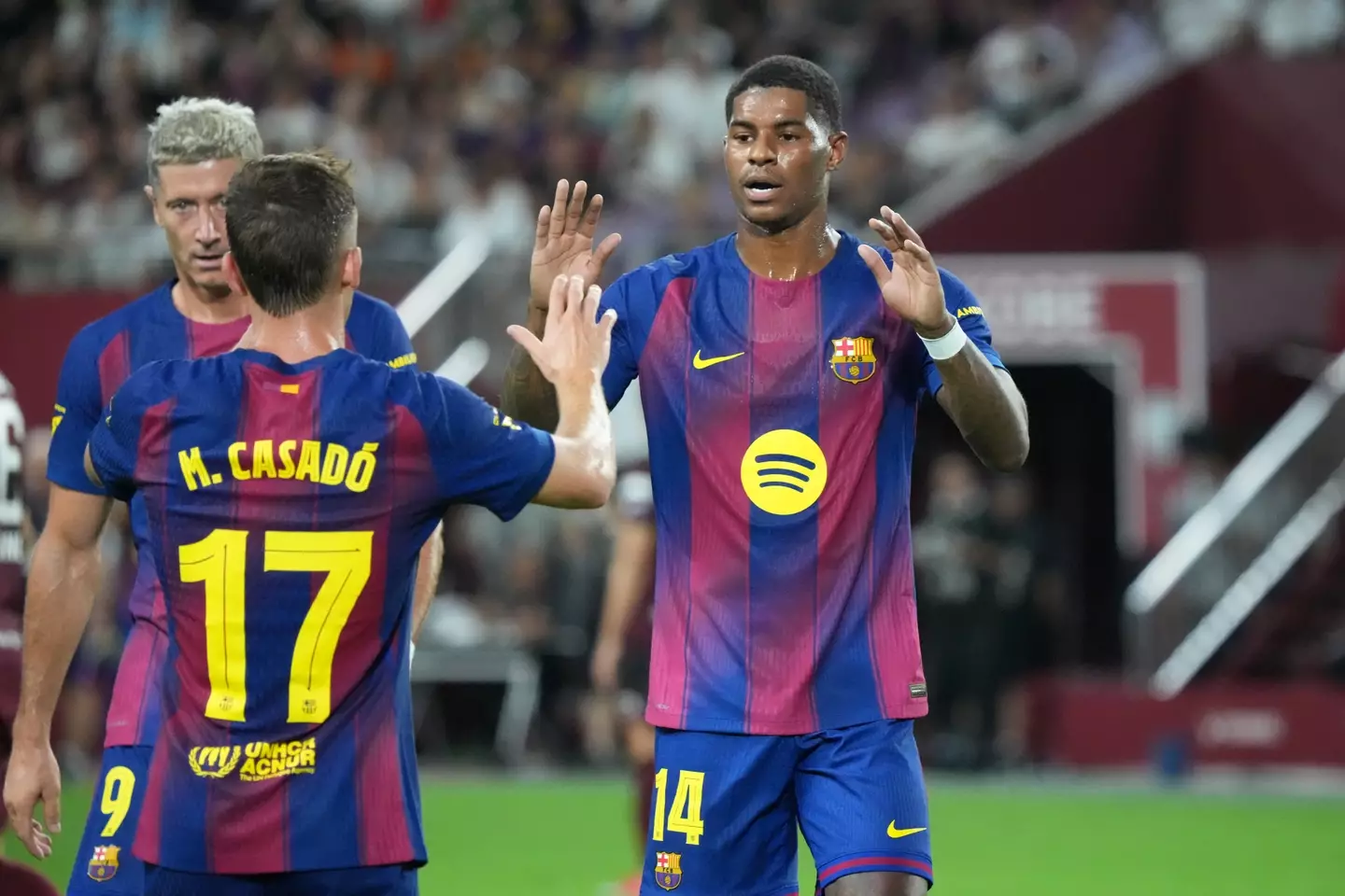 Marcus Rashford made his Barcelona debut against Vissel Kobe on Sunday. Image: Getty