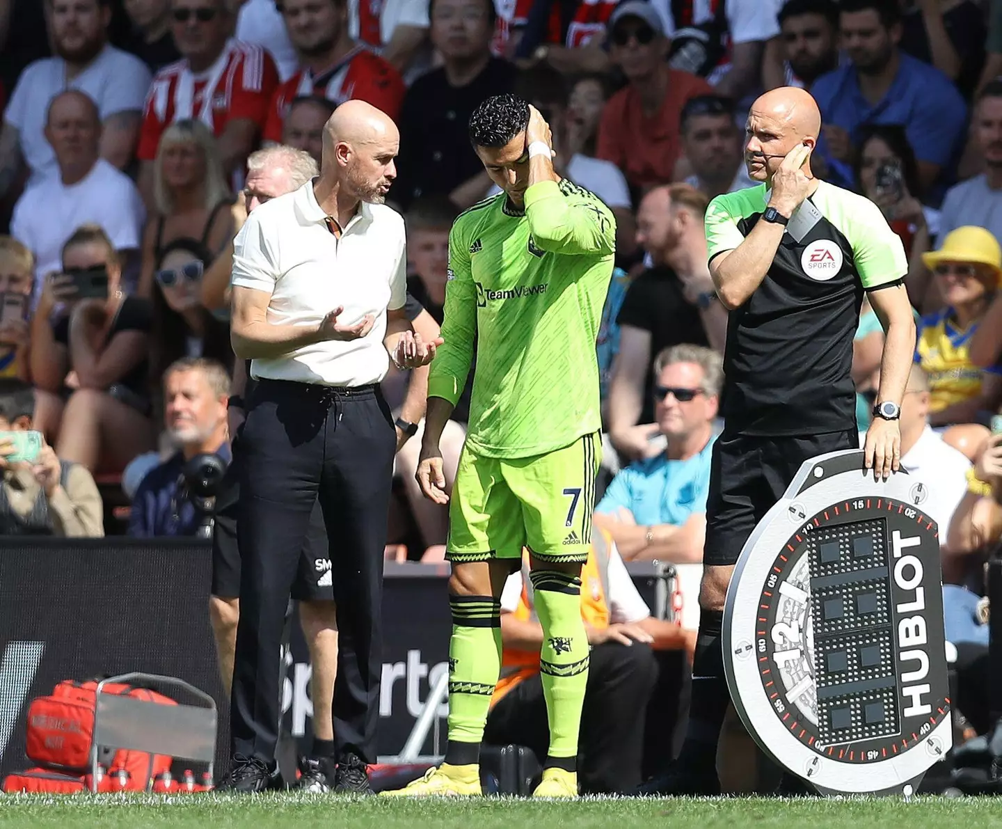 Ronaldo has had to make do with being a substitute in three of United's four games. Image: Alamy