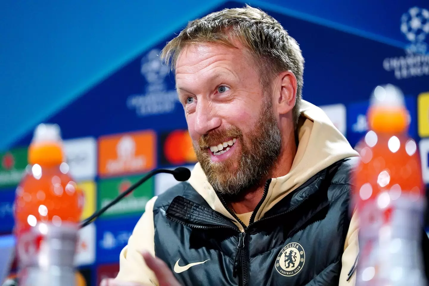 Graham Potter during a press conference at Stamford Bridge. (Alamy)