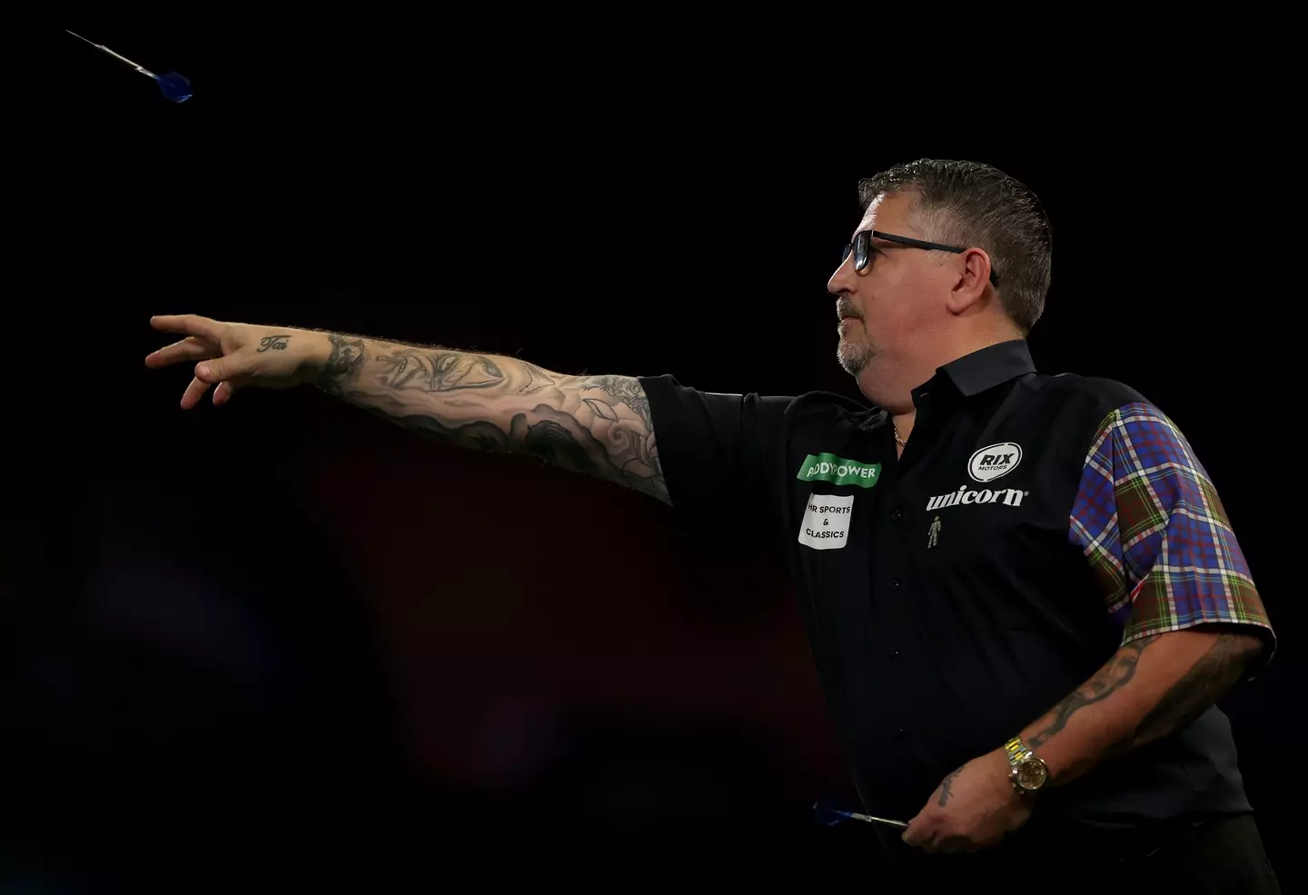 Gary Anderson during his first round match against Adam Hunt. Image credit: Getty
