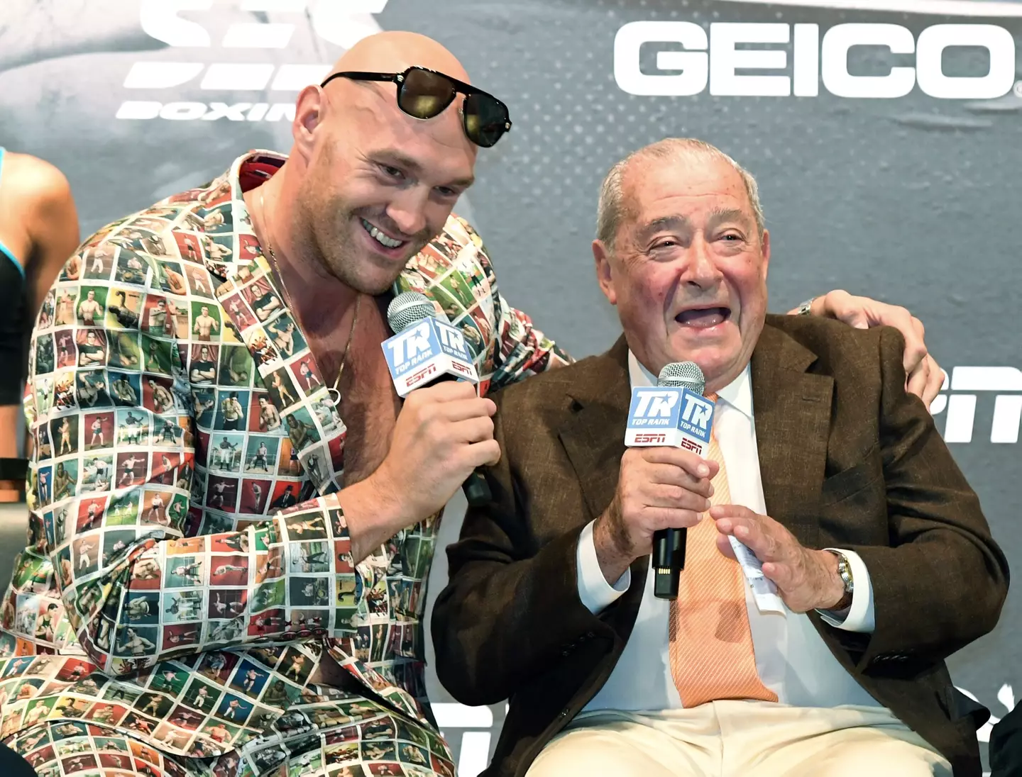 Tyson Fury with Bob Arum at a presser. Image: Getty