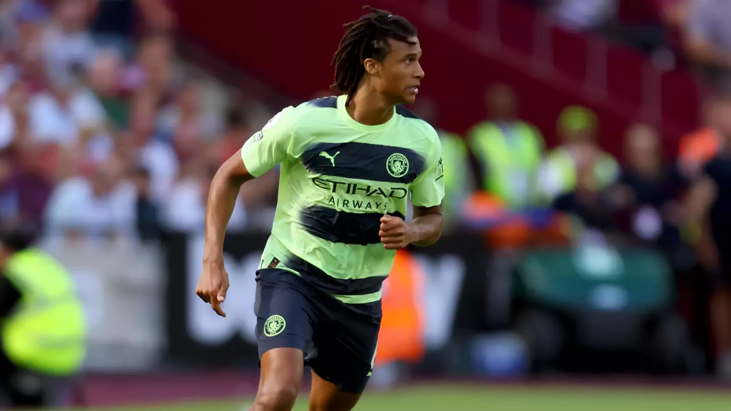 Nathan Ake in action for Manchester City against West Ham.