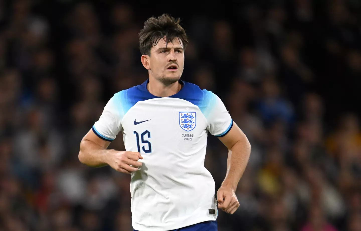 Harry Maguire in action for England. Image: Getty