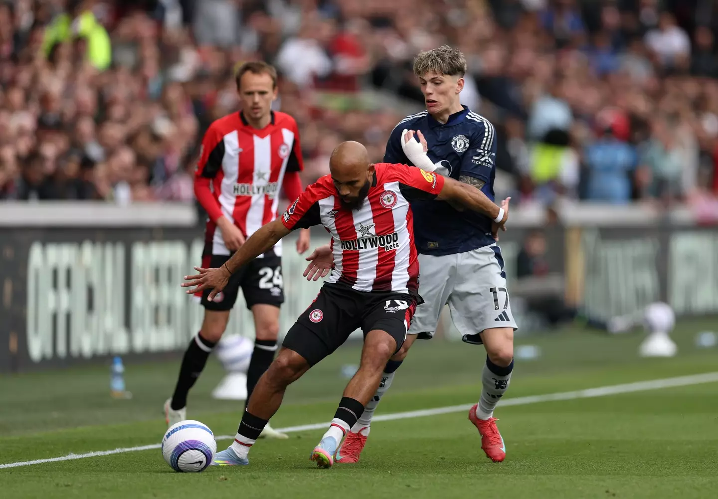 Bryan Mbeumo playing against Man United (Image: Richard Heathcote / Staff via Getty)