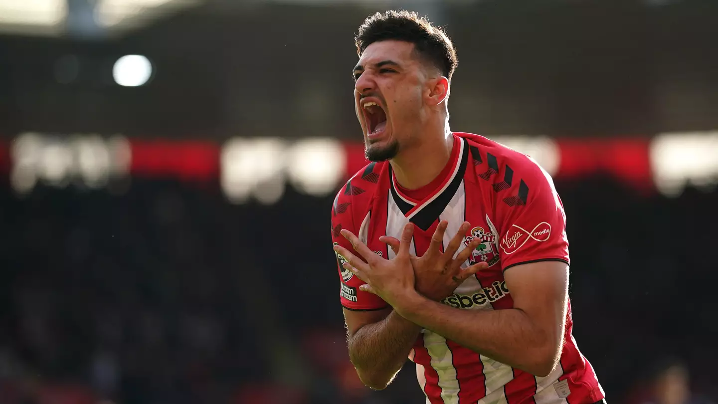 Armando Broja celebrating for Southampton after scoring. (Alamy)