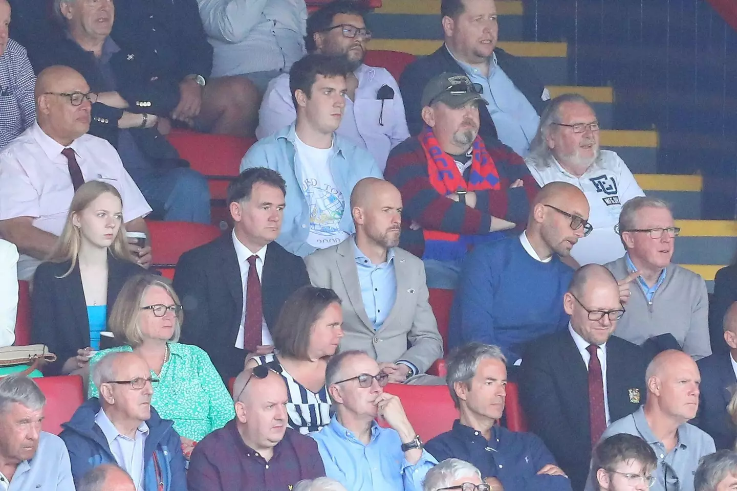 Ten Hag watched United's final game of the season from the stands. Image: Alamy