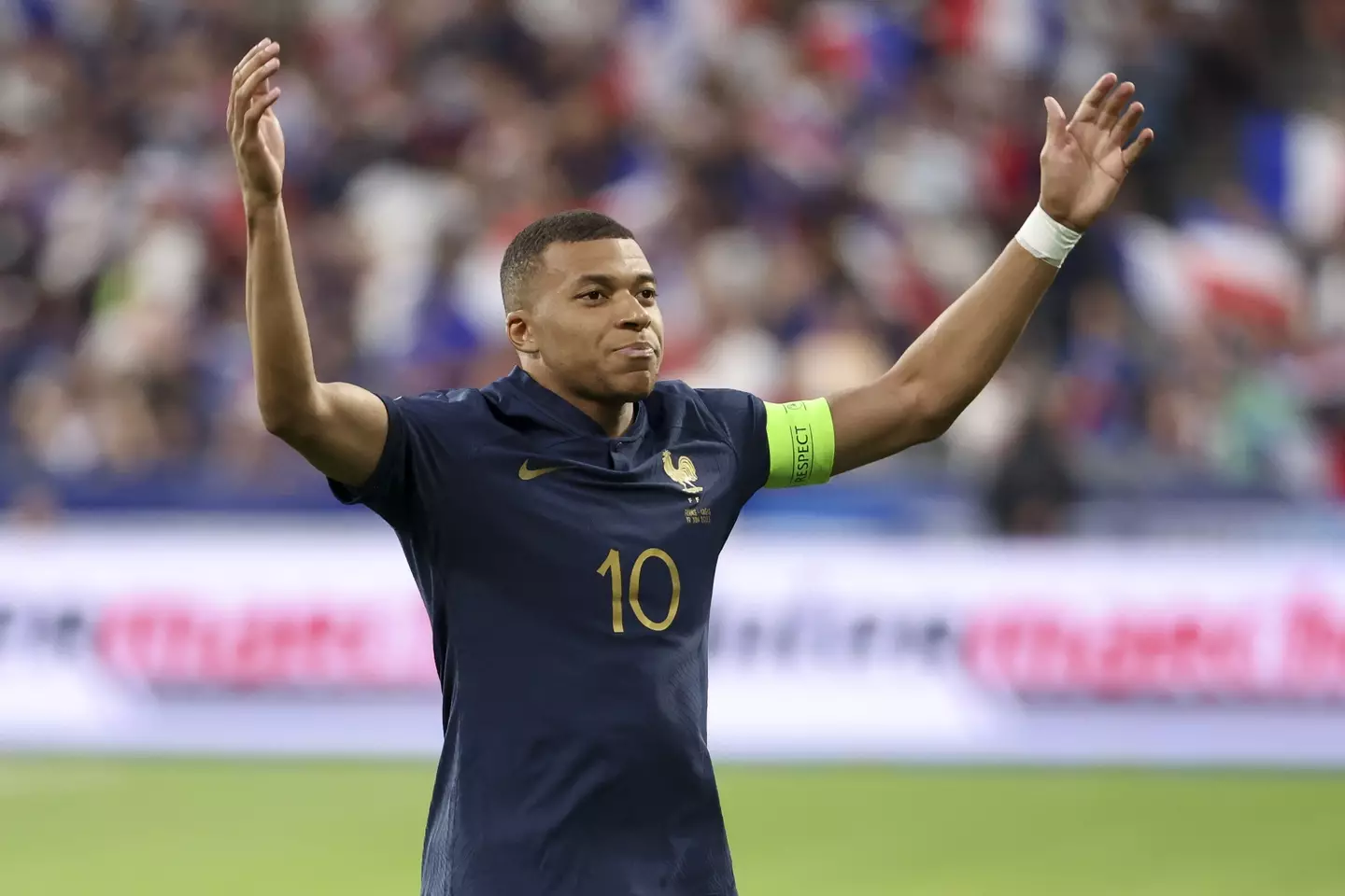 Mbappe celebrates. Image: PA Images