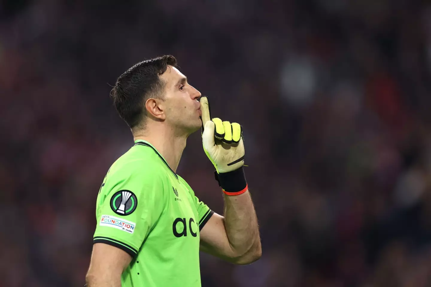 Emi Martinez broke a rule during Aston Villa's win over Lille (Image: Getty)