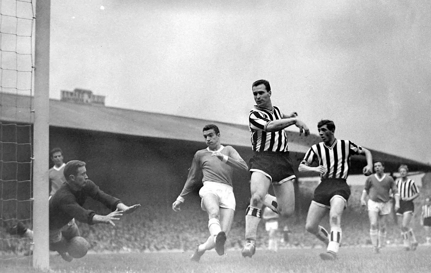 Harry Gregg of Manchester United saves a shot against Newcastle. (Alamy)