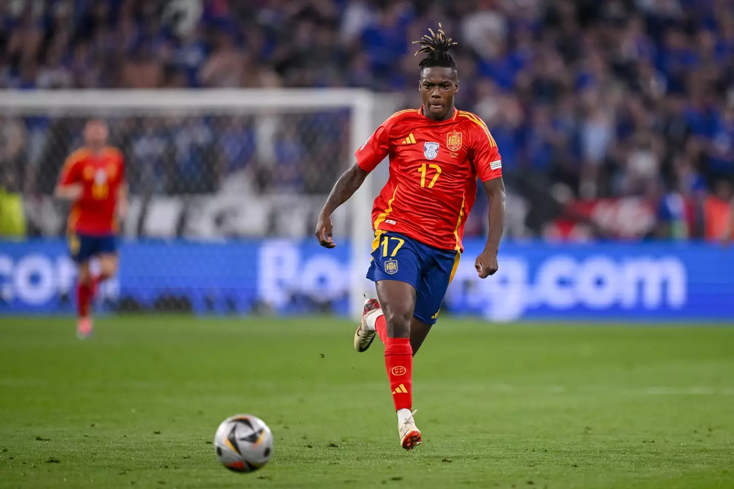 Nico Williams in action for Spain. Image: Getty