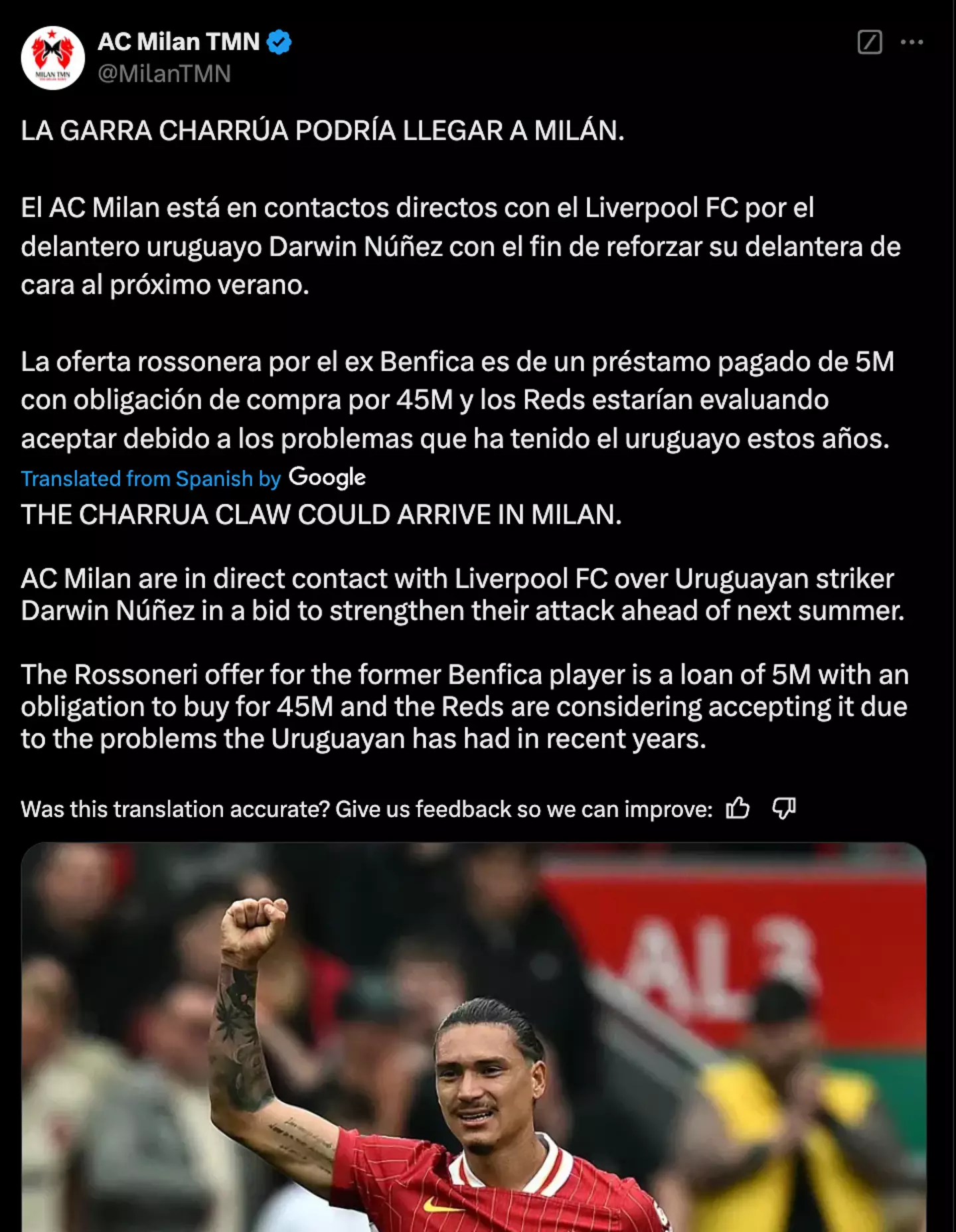 Image: Twitter/@ACMilanTMN