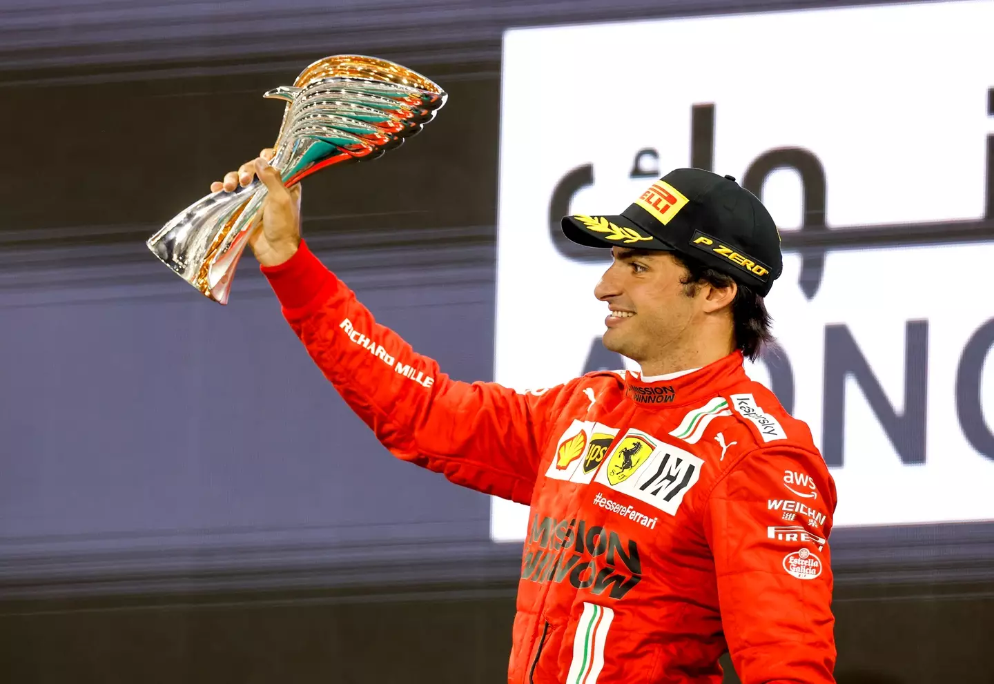 Sainz was the odd man out on the podium of title rivals on Sunday. Image: PA Images