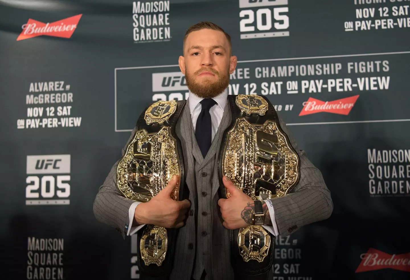 Conor McGregor was the first UFC fighter to hold UFC championships in two weight classes simultaneously. Image: Getty