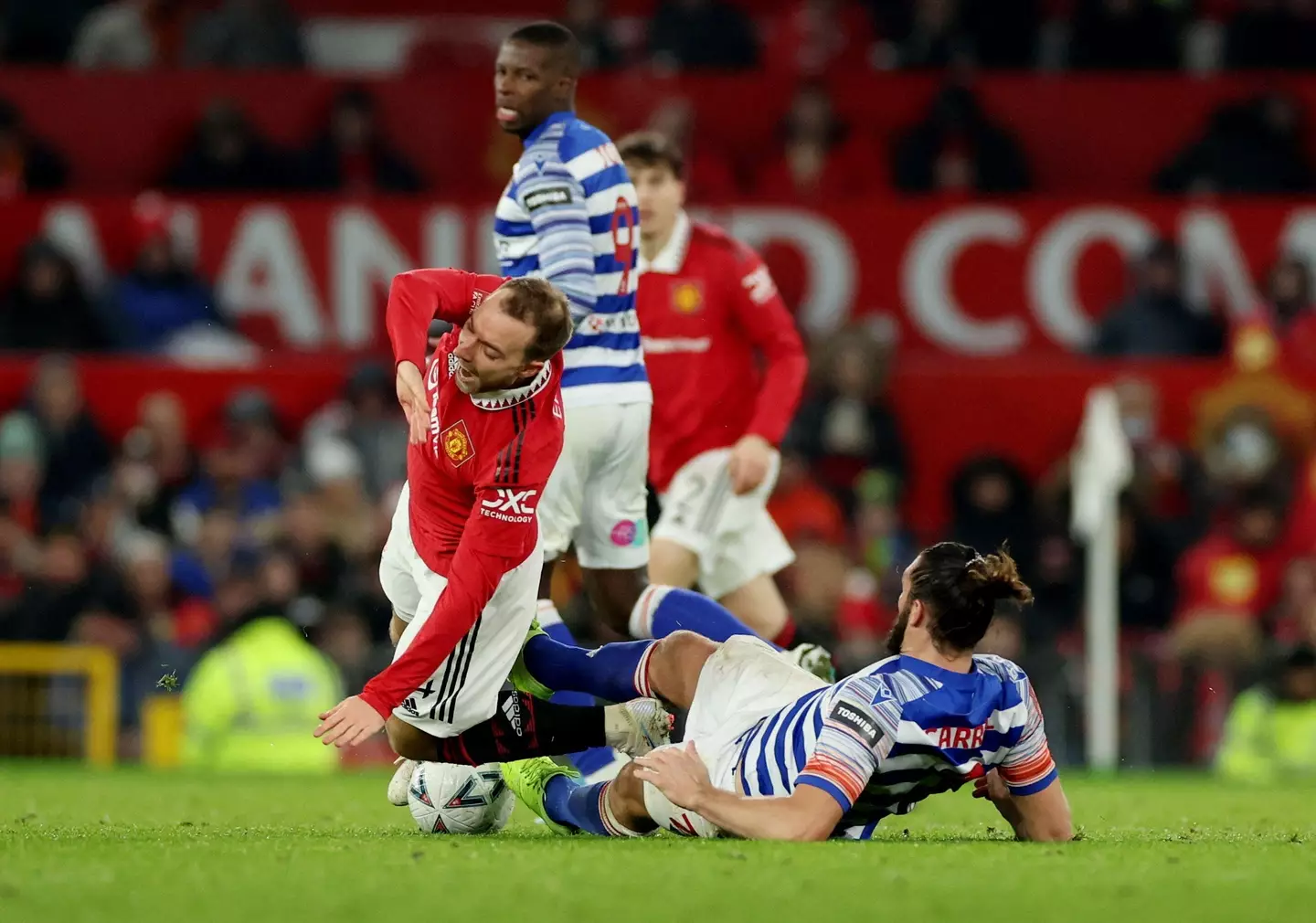 Christian Eriksen will be sidelined from action for Manchester United after Andy Carroll’s sloppy tackle.