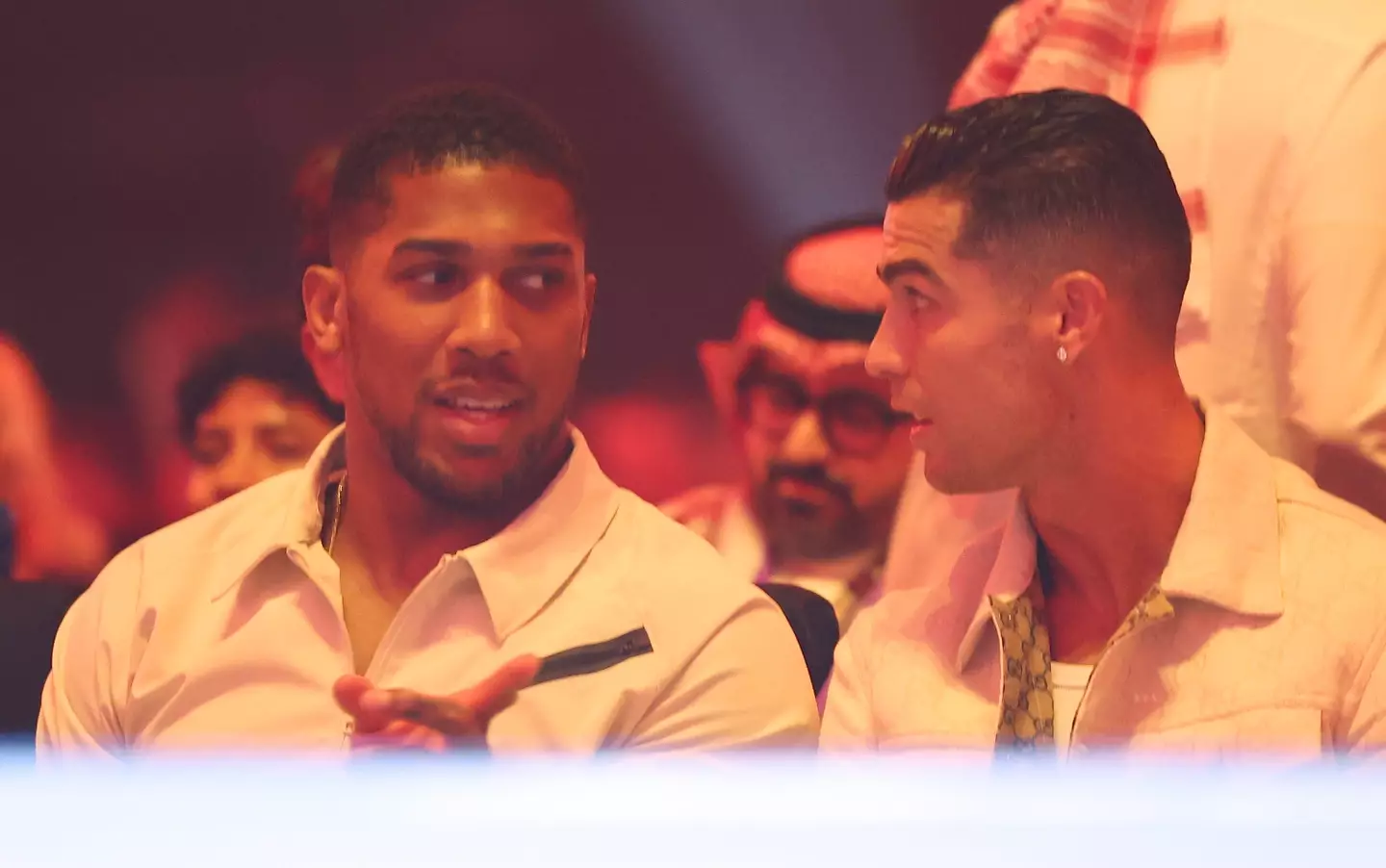 Anthony Joshua and Cristiano Ronaldo ringside at Tyson Fury vs Oleksandr Usyk. (