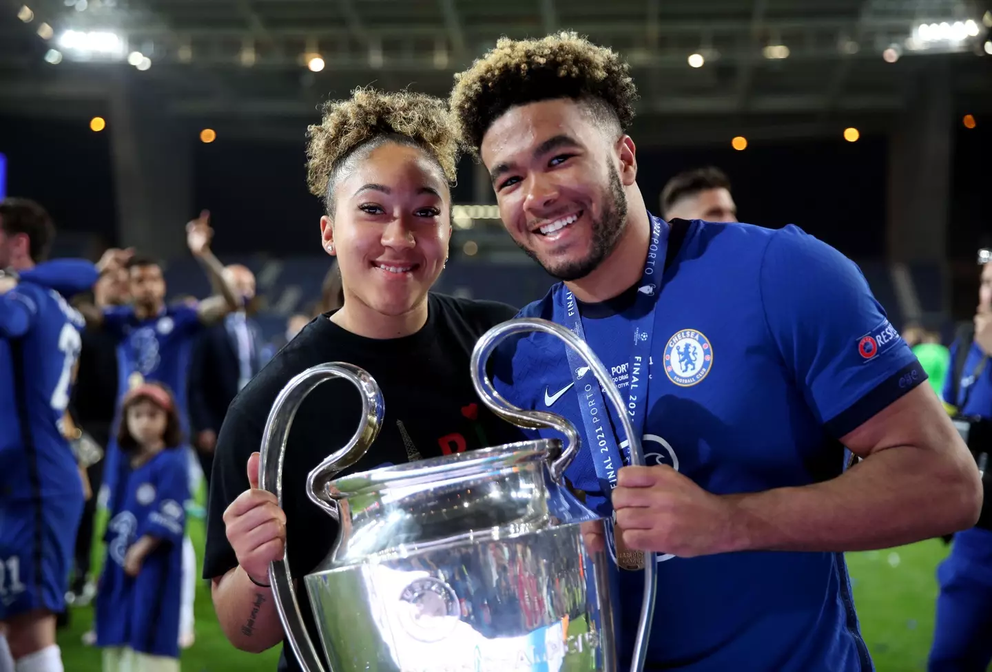 Reece James with his sister following Chelsea's Champions League triumph. Image: Alamy 